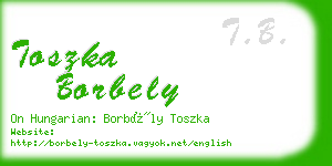 toszka borbely business card